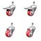 Service Caster 3 Inch SS Red Polyurethane 1/2 Inch Threaded Stem Caster Total Lock Brake, 2PK SSTSTTL20S314-PPUB-RED-121315-2-S-2 - alternate 1